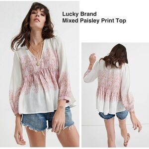 Lucky brand Mixed Paisley Print Top